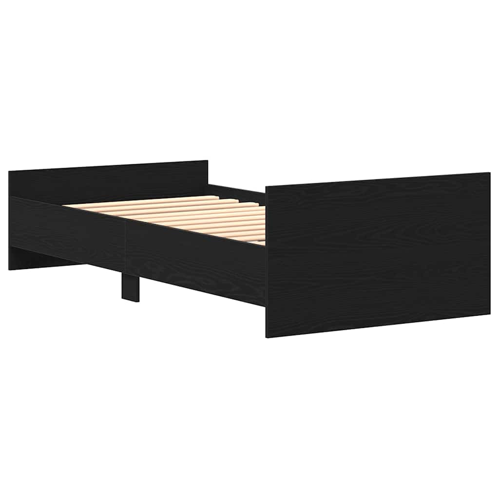 Bettgestell ohne Matratze Schwarz Eichen-Optik 90x190 cm