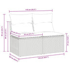 2-tlg. Garten-Sofagarnitur mit Kissen Hellgrau Poly Rattan