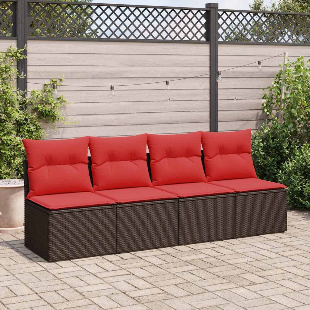 2-tlg. Garten-Sofagarnitur mit Kissen Braun Poly Rattan Akazie