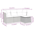 4-tlg. Garten-Sofagarnitur mit Kissen Braun Poly Rattan