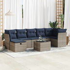 8-tlg. Garten-Sofagarnitur mit Kissen Grau Poly Rattan