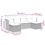 6-tlg. Garten-Sofagarnitur mit Kissen Beige Poly Rattan