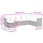 8-tlg. Garten-Sofagarnitur mit Kissen Grau Poly Rattan