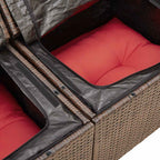 5-tlg. Garten-Sofagarnitur mit Kissen Braun Poly Rattan