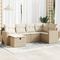 6-tlg. Garten-Sofagarnitur mit Kissen Beige Poly Rattan