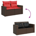 8-tlg. Garten-Sofagarnitur mit Kissen Braun Poly Rattan