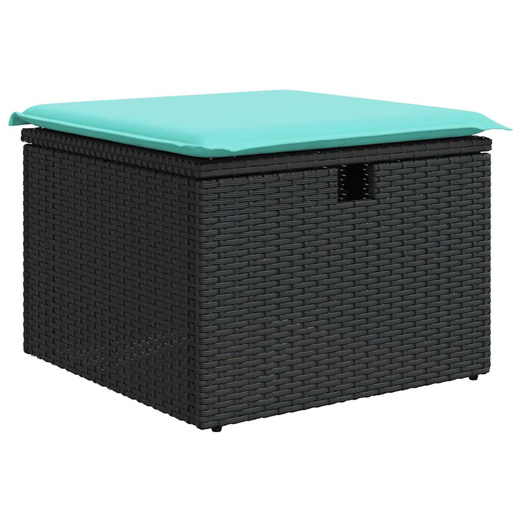 9-tlg. Garten-Sofagarnitur mit Kissen Schwarz Poly Rattan