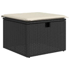 7-tlg. Garten-Sofagarnitur mit Kissen Schwarz Poly Rattan