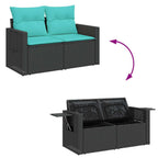 8-tlg. Garten-Sofagarnitur mit Kissen Schwarz Poly Rattan