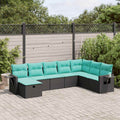 8-tlg. Garten-Sofagarnitur mit Kissen Schwarz Poly Rattan