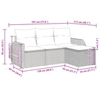 4-tlg. Garten-Sofagarnitur mit Kissen Schwarz Poly Rattan