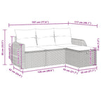4-tlg. Garten-Sofagarnitur mit Kissen Beige Poly Rattan
