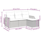 4-tlg. Garten-Sofagarnitur mit Kissen Grau Poly Rattan