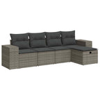 5-tlg. Garten-Sofagarnitur mit Kissen Grau Poly Rattan