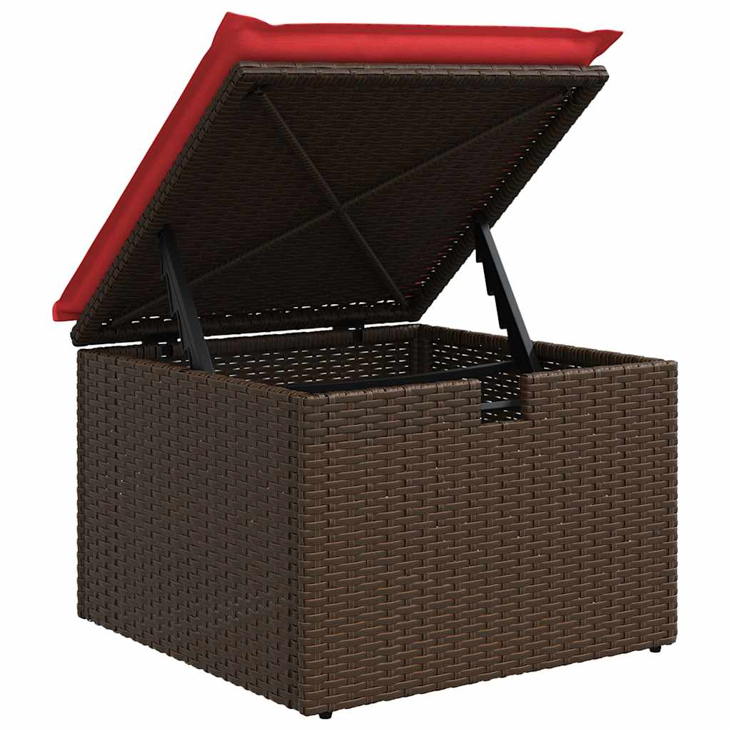5-tlg. Garten-Sofagarnitur mit Kissen Braun Poly Rattan