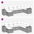 7-tlg. Garten-Sofagarnitur mit Kissen Beige Poly Rattan