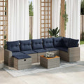 8-tlg. Garten-Sofagarnitur mit Kissen Grau Poly Rattan