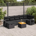 8-tlg. Garten-Sofagarnitur mit Kissen Schwarz Poly Rattan