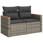 7-tlg. Garten-Sofagarnitur mit Kissen Grau Poly Rattan