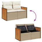 4-tlg. Garten-Sofagarnitur mit Kissen Beige Poly Rattan
