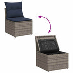 6-tlg. Garten-Sofagarnitur mit Kissen Grau Poly Rattan