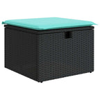 11-tlg. Garten-Sofagarnitur mit Kissen Schwarz Poly Rattan