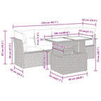 5-tlg. Garten-Sofagarnitur mit Kissen Hellgrau Poly Rattan