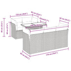 6-tlg. Garten-Sofagarnitur mit Kissen Braun Poly Rattan
