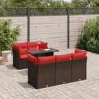 6-tlg. Garten-Sofagarnitur mit Kissen Braun Poly Rattan Akazie
