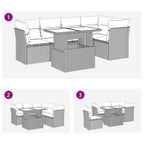6-tlg. Garten-Sofagarnitur mit Kissen Braun Poly Rattan Akazie