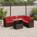 7-tlg. Garten-Sofagarnitur mit Kissen Braun Poly Rattan Akazie