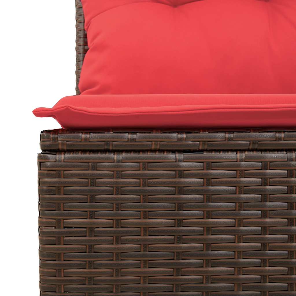 10-tlg. Garten-Sofagarnitur mit Kissen Braun Poly Rattan Akazie