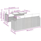 6-tlg. Garten-Sofagarnitur mit Kissen Hellgrau Poly Rattan