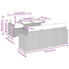 6-tlg. Garten-Sofagarnitur mit Kissen Braun Poly Rattan