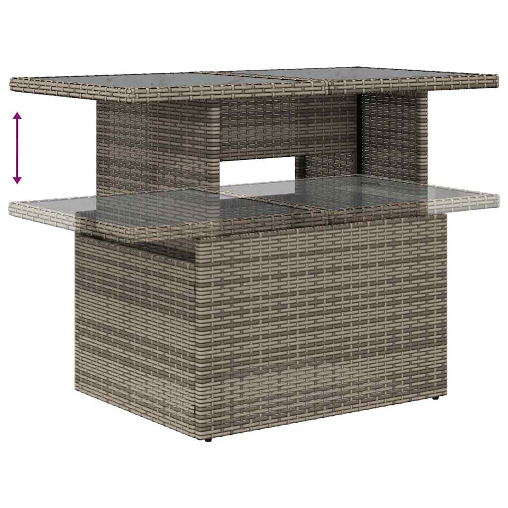 8-tlg. Garten-Sofagarnitur mit Kissen Grau Poly Rattan Akazie