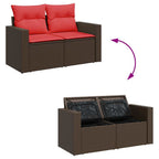 9-tlg. Garten-Sofagarnitur mit Kissen Braun Poly Rattan Akazie