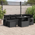7-tlg. Garten-Sofagarnitur mit Kissen Schwarz Poly Rattan