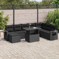 9-tlg. Garten-Sofagarnitur mit Kissen Schwarz Poly Rattan