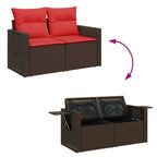 10-tlg. Garten-Sofagarnitur mit Kissen Braun Poly Rattan Akazie