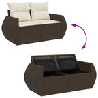 5-tlg. Garten-Sofagarnitur mit Kissen Braun Poly Rattan