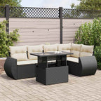 6-tlg. Garten-Sofagarnitur mit Kissen Schwarz Poly Rattan