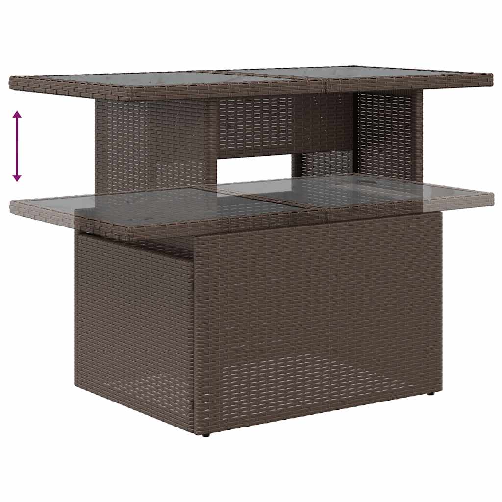 10-tlg. Garten-Sofagarnitur mit Kissen Braun Poly Rattan Akazie