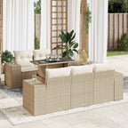 6-tlg. Garten-Sofagarnitur mit Kissen Beige Poly Rattan