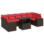 8-tlg. Garten-Sofagarnitur mit Kissen Braun Poly Rattan Akazie
