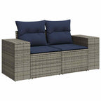 11-tlg. Garten-Sofagarnitur mit Kissen Grau Poly Rattan Akazie