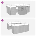 7-tlg. Garten-Sofagarnitur mit Kissen Beige Poly Rattan