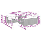 11-tlg. Garten-Sofagarnitur mit Kissen Schwarz Poly Rattan