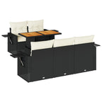 6-tlg. Garten-Sofagarnitur mit Kissen Schwarz Poly Rattan