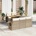 6-tlg. Garten-Sofagarnitur mit Kissen Beige Poly Rattan
