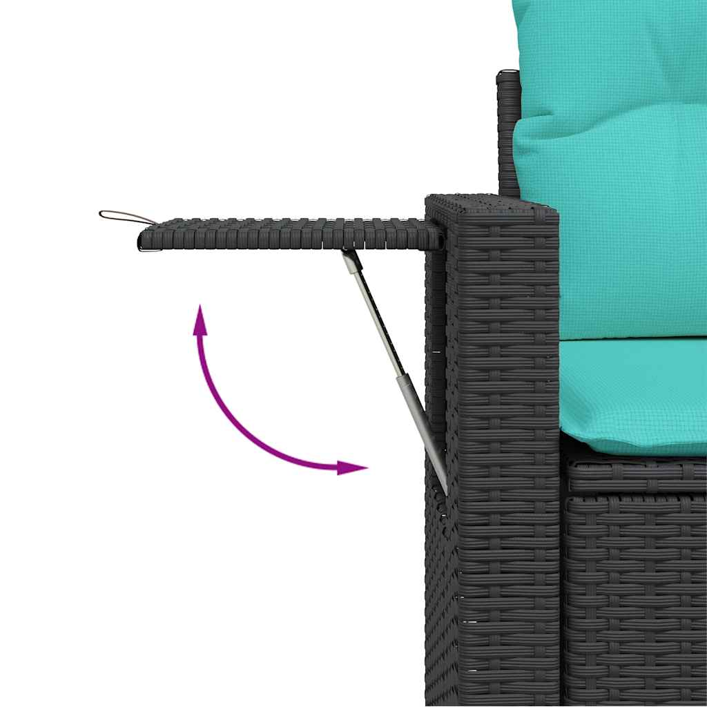 7-tlg. Garten-Sofagarnitur mit Kissen Schwarz Poly Rattan